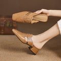 Women Retro Closed Toe Half Slippers Low Heel Summer Sandals - Image 4