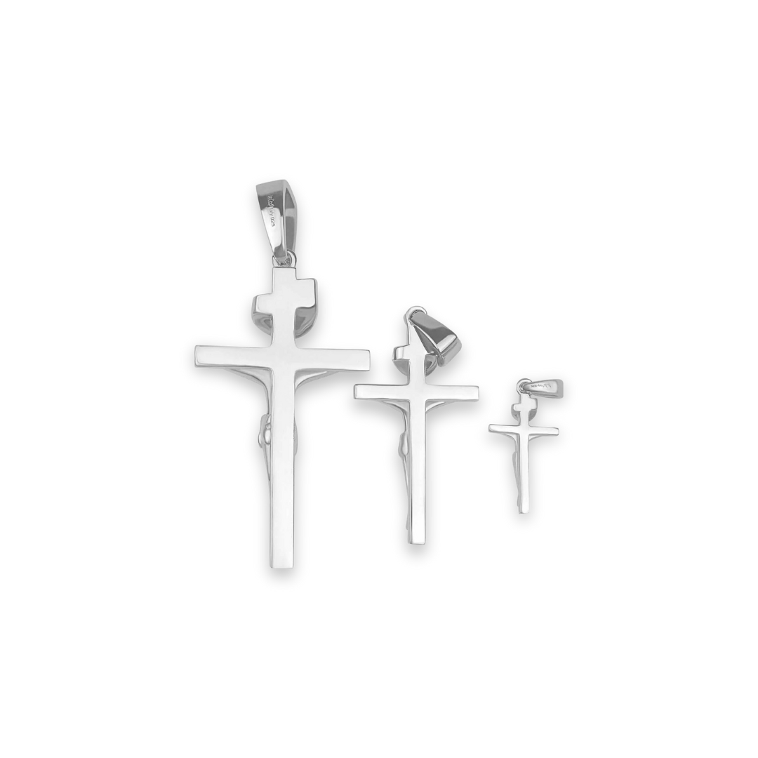 Jesus Crucifix Cross Pendant in 925 Sterling Silver