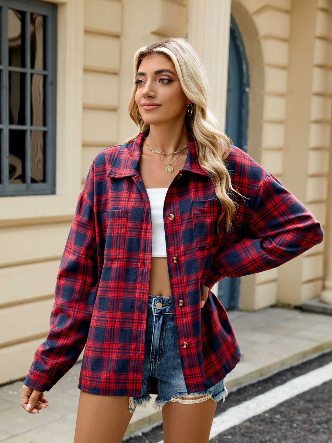Brown and Black Plaid Long Sleeve Button-Down Collared Shirt - Image 23