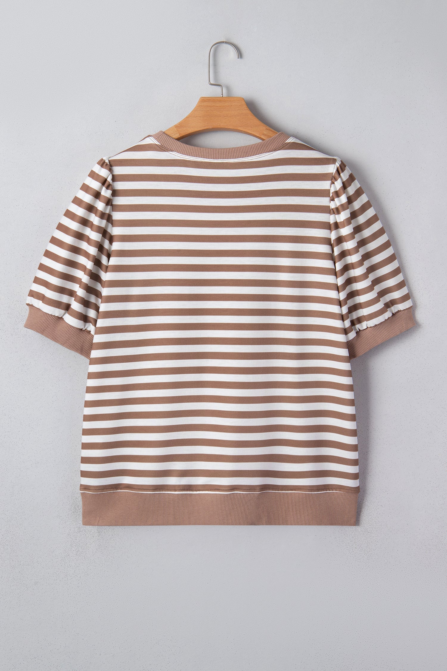 Stripe Short Bubble Sleeve T-Shirt