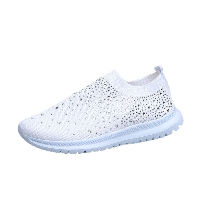 Women's Rhinestone Rainbow Color Block Breathable Mesh Sneakers - Image 32