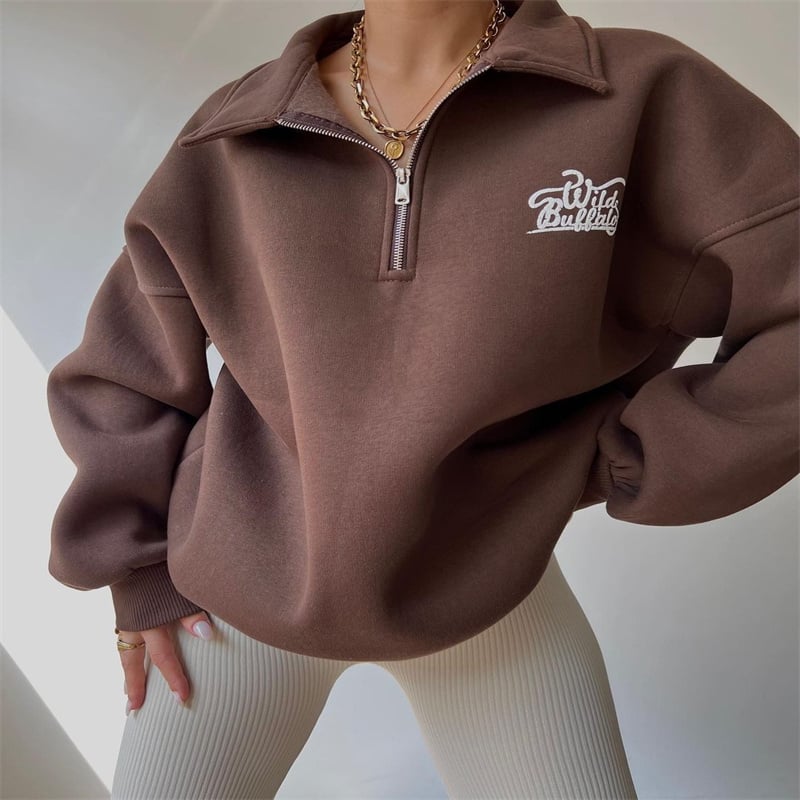 Wild Buffalo Half-Zip Fleece Pullover Sweatshirt for Winter - Image 10