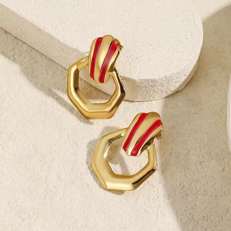 Minimalist Stainless Steel Oil-Dripping Earrings for Women