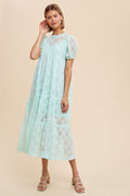 Mint Lace Tiered Midi Dress