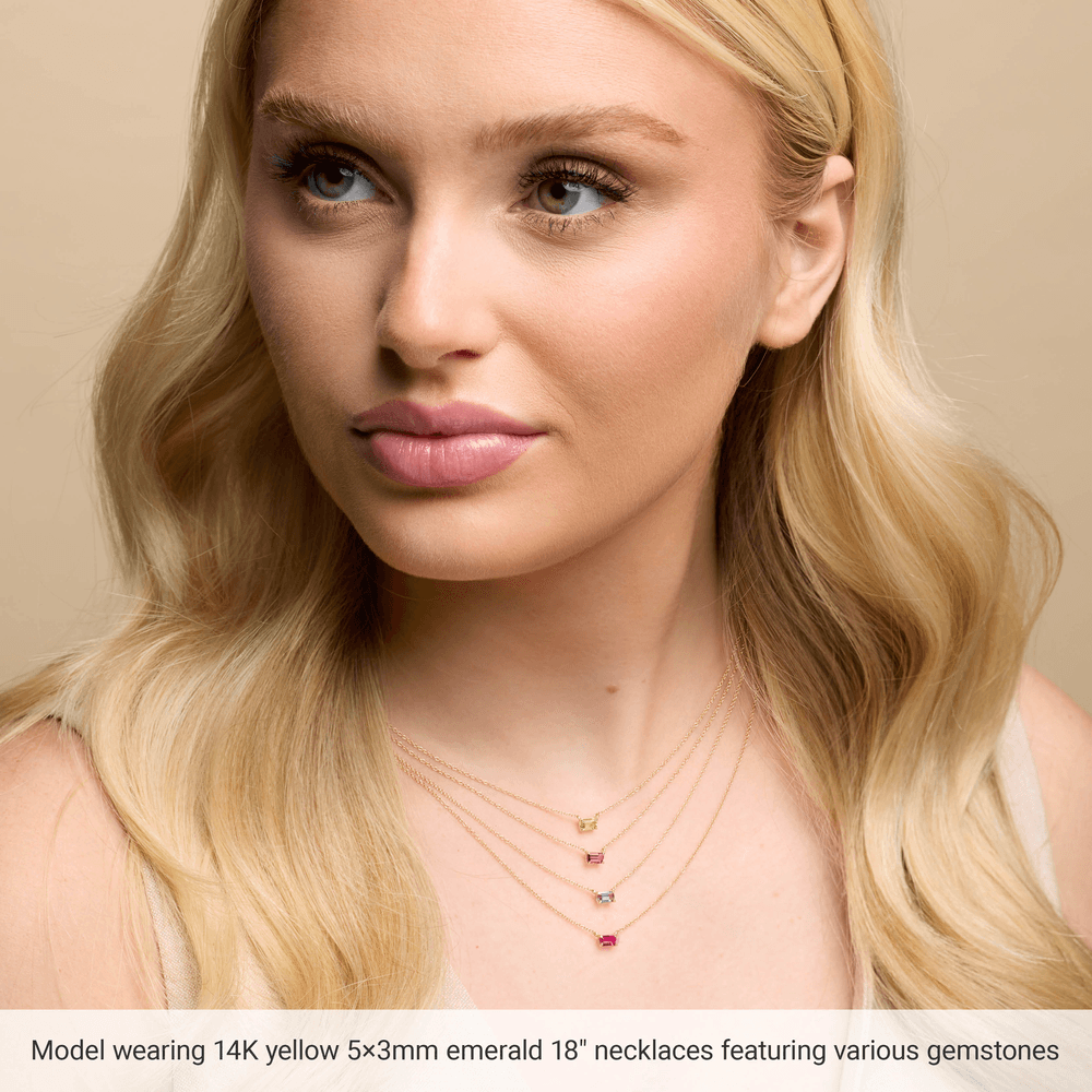 14K Yellow Gold Lab-Grown Ruby Necklace – Emerald Cut 18"