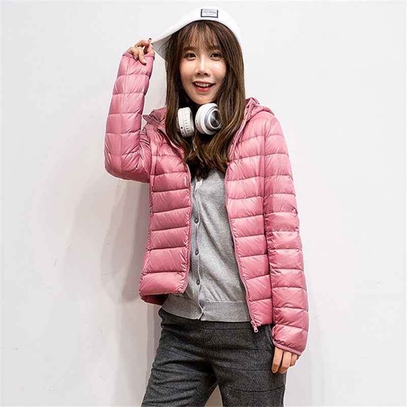Women's Ultra-Lightweight Slim Fit Hooded Puffer Jacket - Image 2