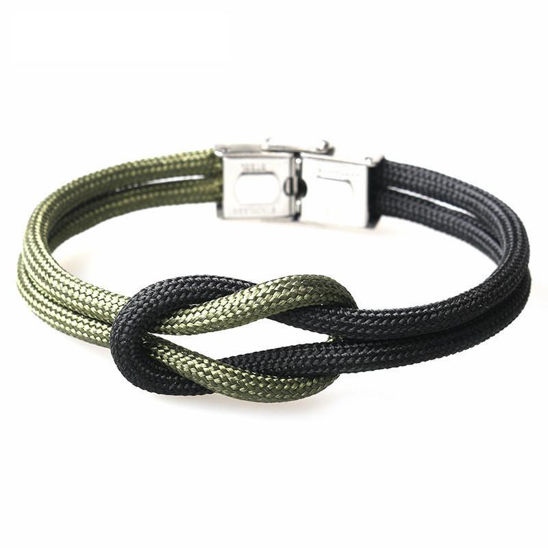 Multi-layer navy style rope anchor bracelet with fold-over clasp