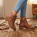 Women's Buckle-Strap Side-Zip Low Block-Heel Ankle Boots