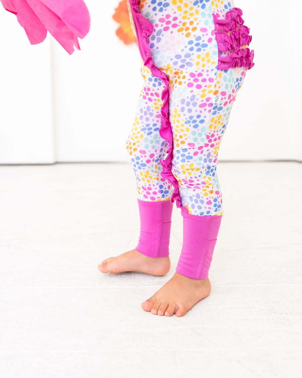 Korrie Dots Bamboo Ruffle Convertible Footie
