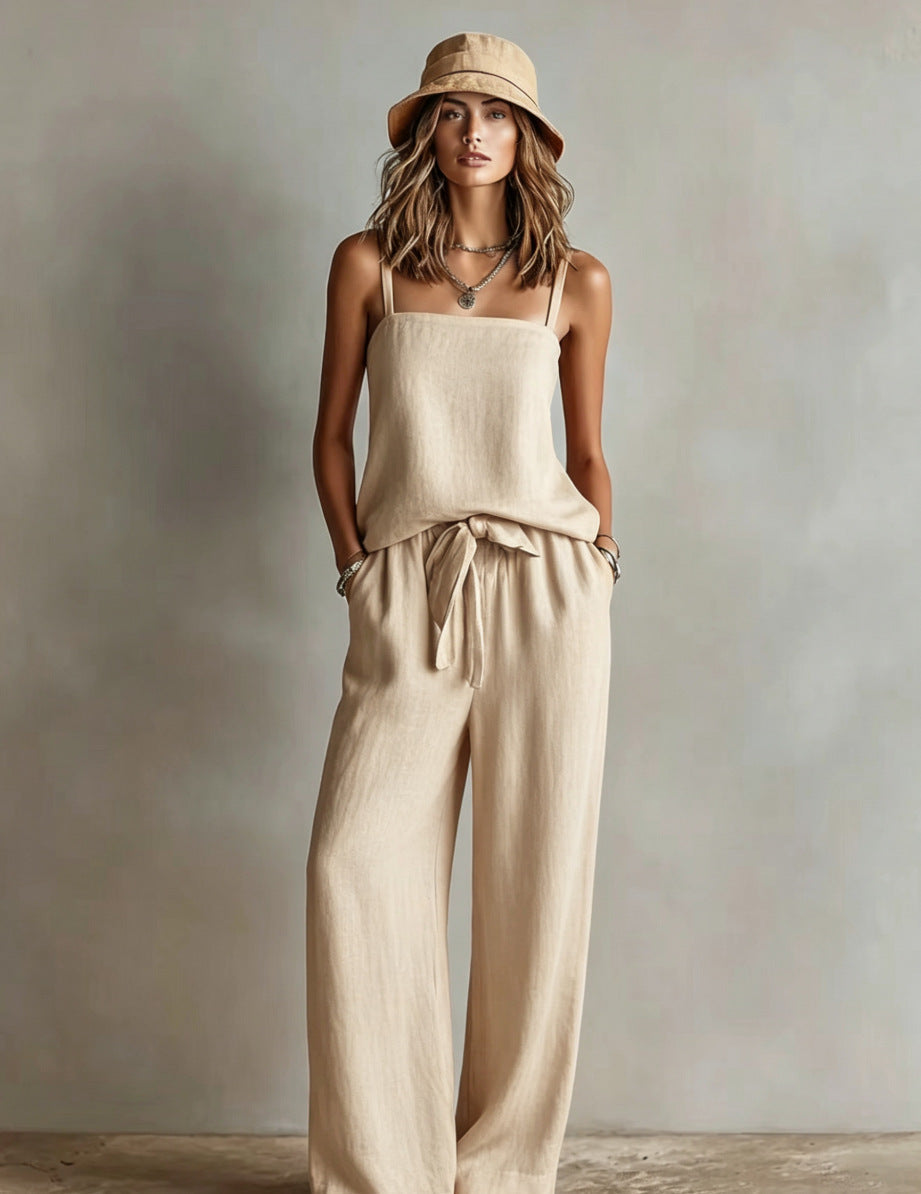 Women's Spaghetti Strap Cami Top and Wide-Leg Pants Set