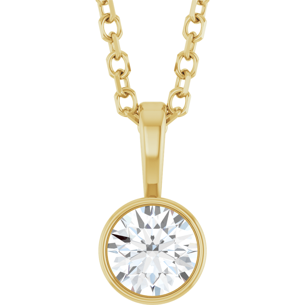0.25 CT natural diamond set in a minimalist bezel setting on a fine chain