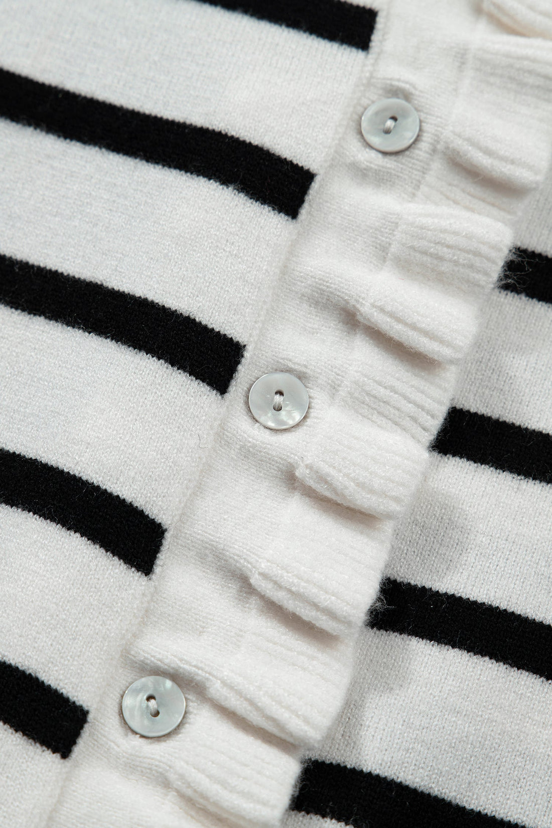 Stripe Ruffle Knit Short Sleeve Buttoned Cardigan