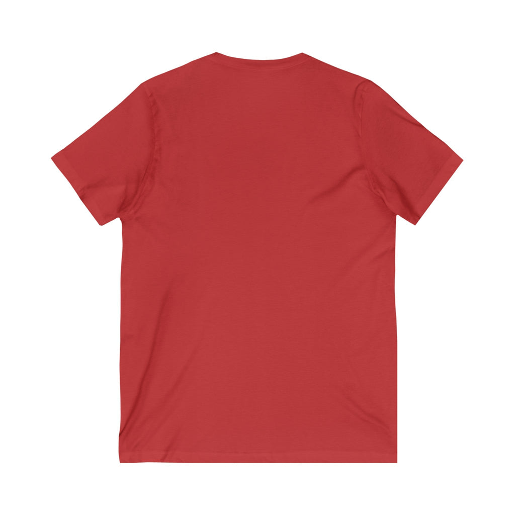 Unisex Short Sleeve V-Neck Jersey Tee with Graphic Word Puns