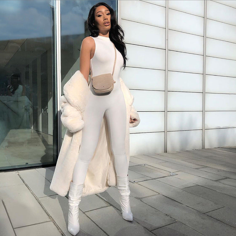 2020 Women's Sleeveless High-Waist Jumpsuit
