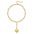 HolidayQbee Puffy Gold Necklaces For Women With Rhinestones Heart Pendant Puffy Heart Necklace Gold Chain Necklace Gold Heart Pendant Necklace Fashion Jewelry