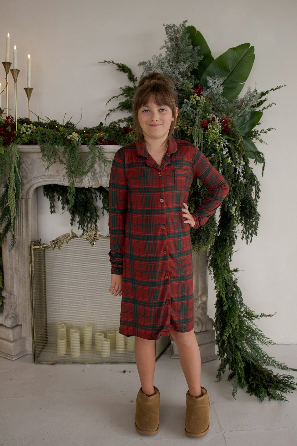 Bamboo Sleeping Dress | Christmas Plaid