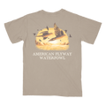 Unisex Dove Season graphic tee in tan and brown cotton featuring a flying dove illustration.