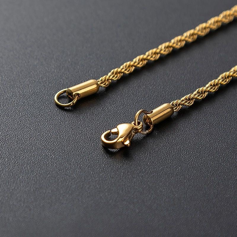 Stainless Steel Fried Dough Twists Necklace Fried Dough Twists Chain
