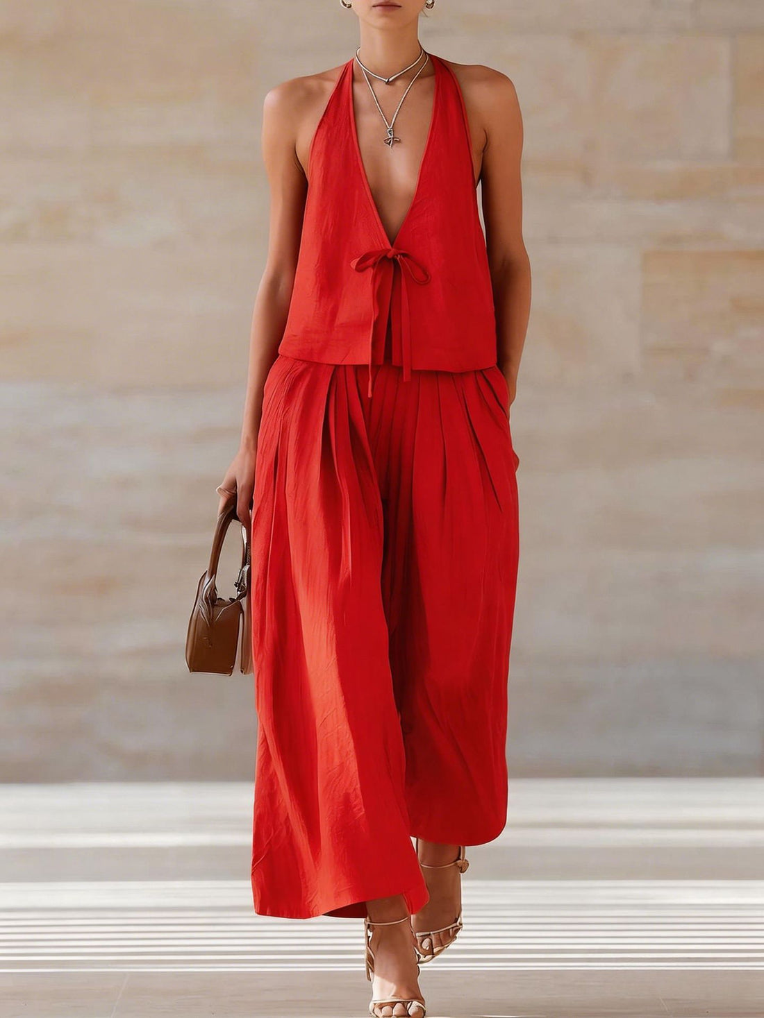 Women's Sleeveless Vest and Wide-Leg Pants Two-Piece Set - Image 9