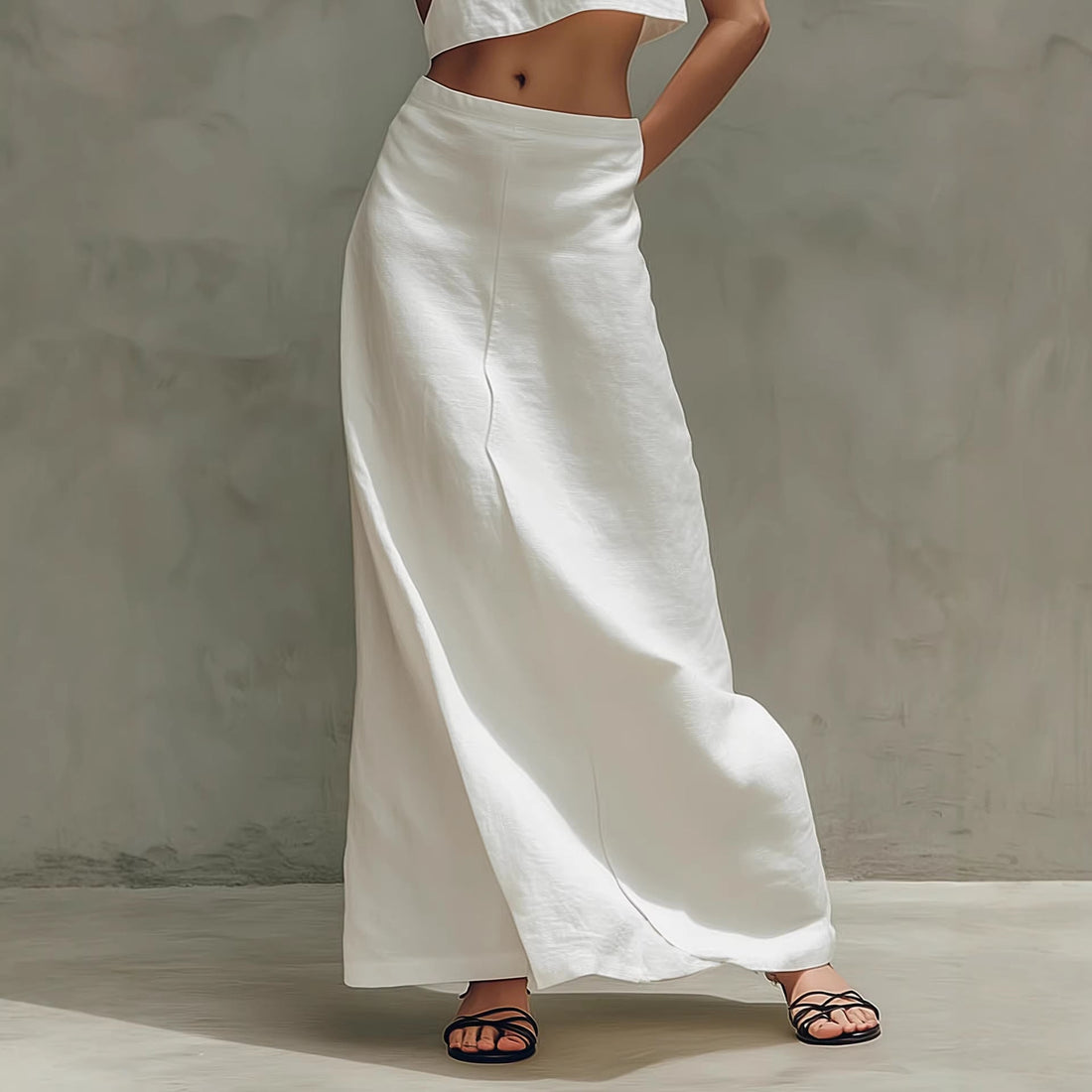 Women's Sleeveless Crop Top and Maxi Skirt Two-Piece Set - Image 5