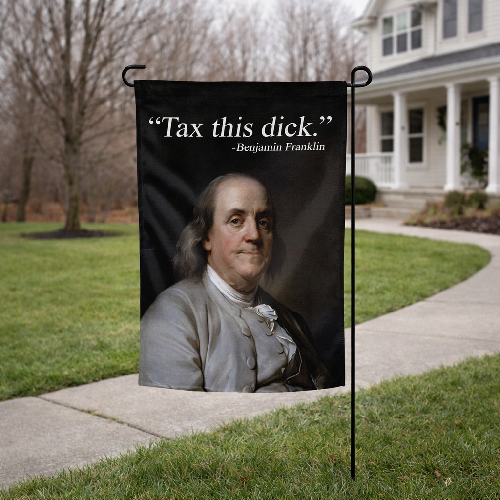 Benjamin Franklin Political Satire Garden Flag - Black and White