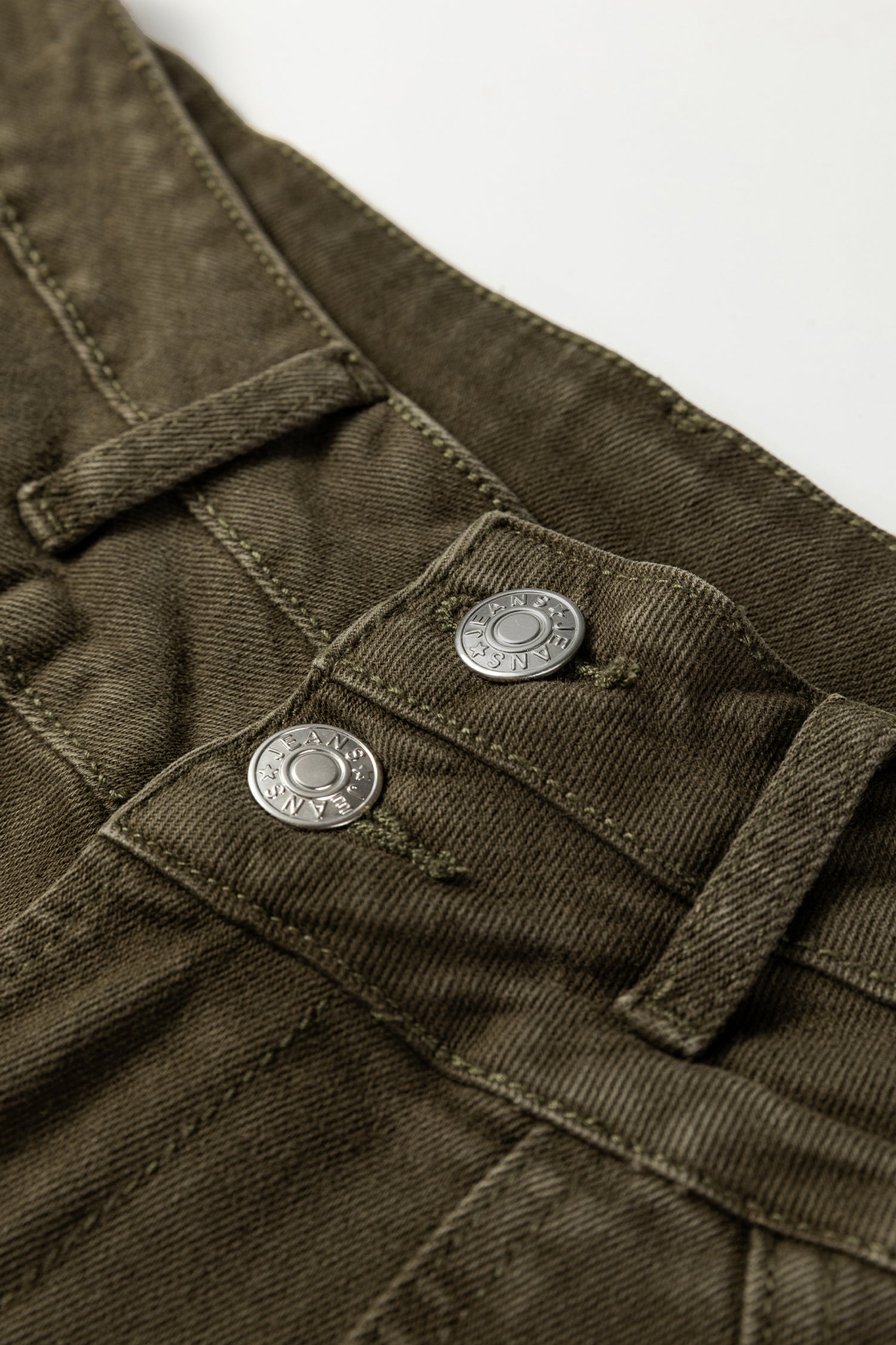 112 Jungle Green Double Waistband Loose Straight Jeans