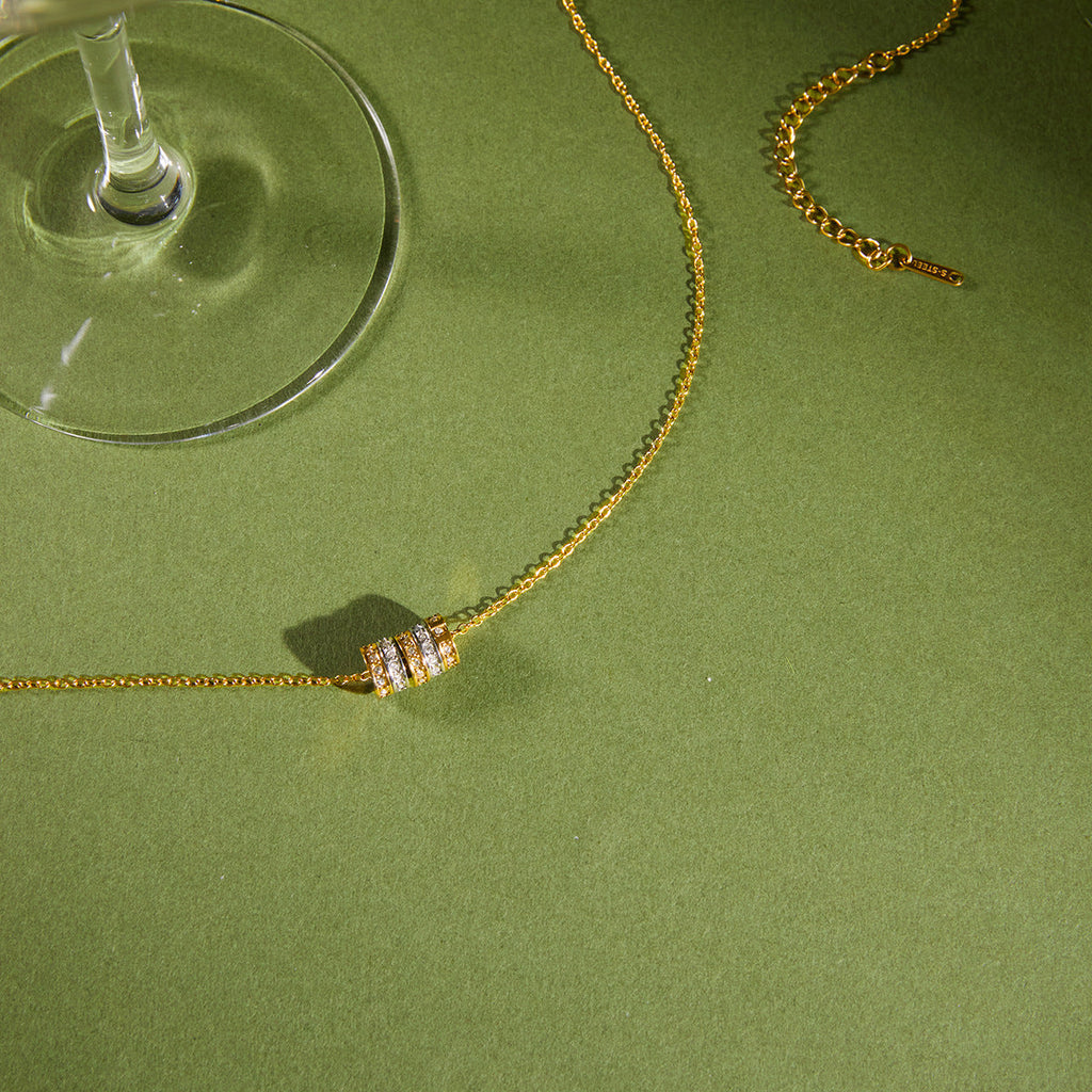 Minimalist Spinner Pendant Necklace in Gold and Silver Stainless Steel