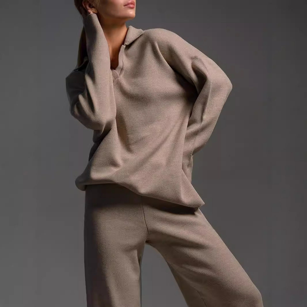 Women’s Two-Piece Set Loose Collar Sweater and Coordinating Pants - Image 4