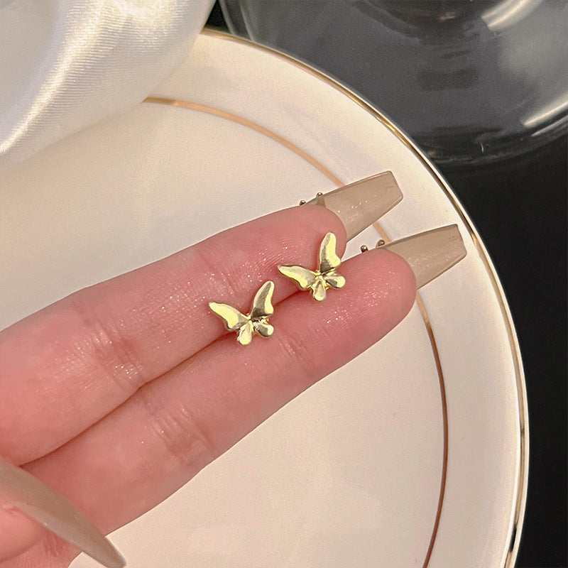 Minimalist Heart Stud Earrings in Gold Plated Finish for Women