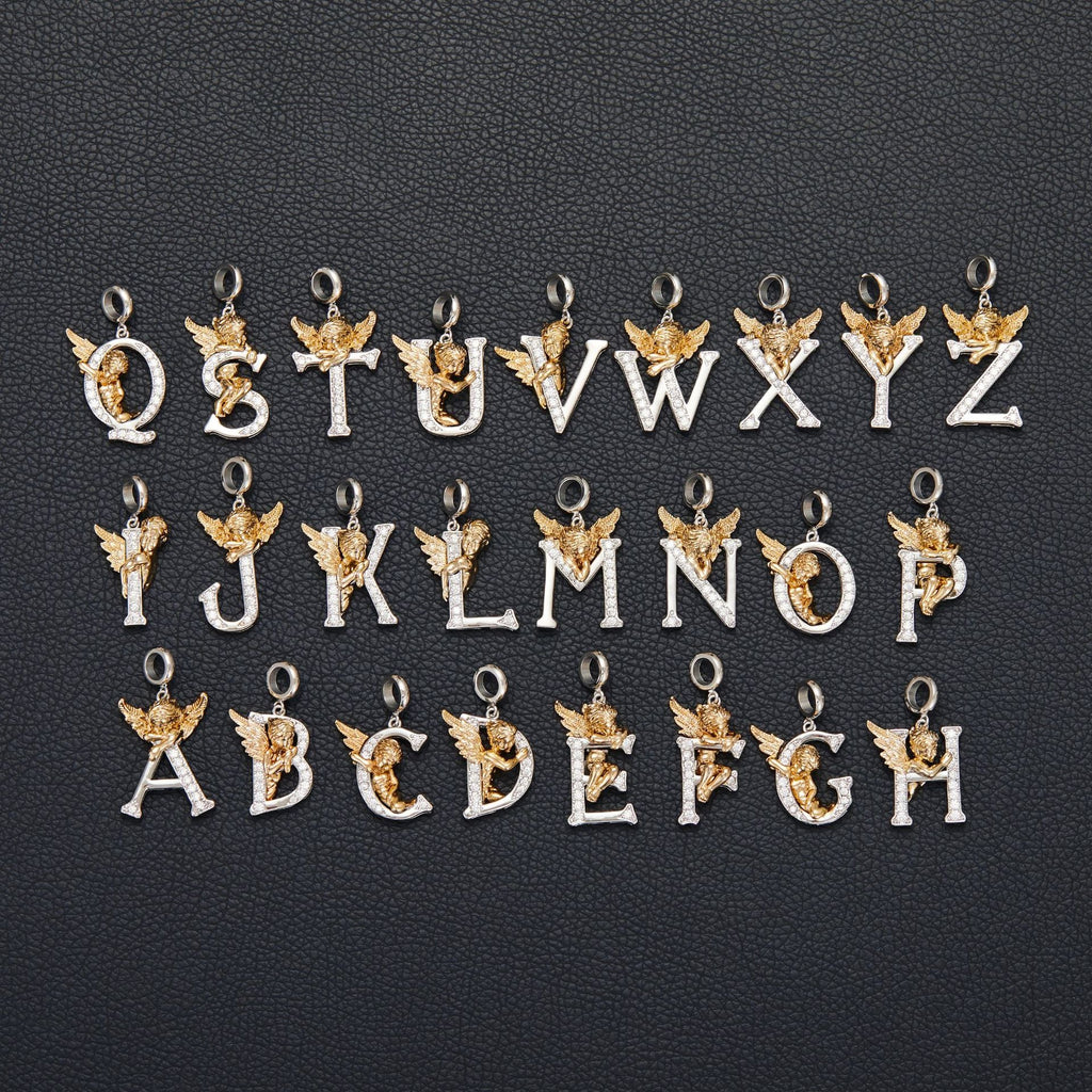 New Copper-plated White-gold Letter Pendant Mens And Womens Stainless Steel O-shaped Necklace