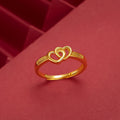 Vietnamese Sand Gold Plated Double Heart Ring For Women, Japanese & Korean Fashion Adjustable Open Love Ring