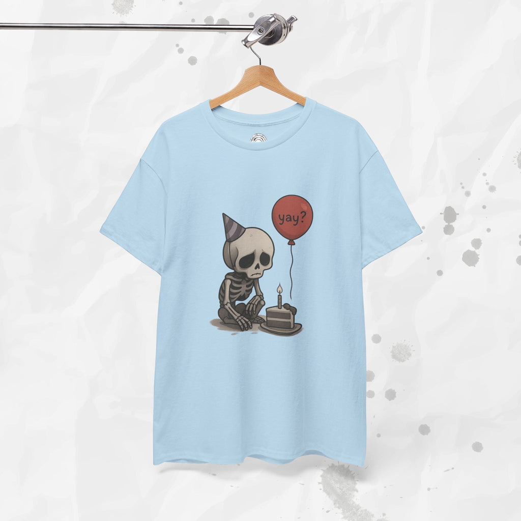 Yay? Skeleton Birthday Graphic T-Shirt - Available in Grey and Red - Image 25