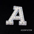 Decorative letter A sticker featuring white faux pearls and clear rhinestones, 2-pack