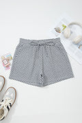 Checkerboard Drawstring Shorts with Pockets