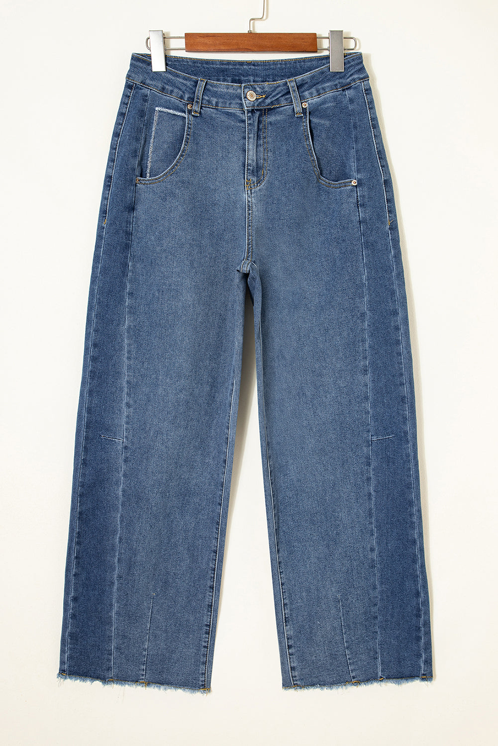 Ashleigh Blue Stitched Raw Hem Wide Leg Jeans
