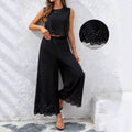 Women's 2-Piece Hollow-Out Tank Top and Wide-Leg Pants Set