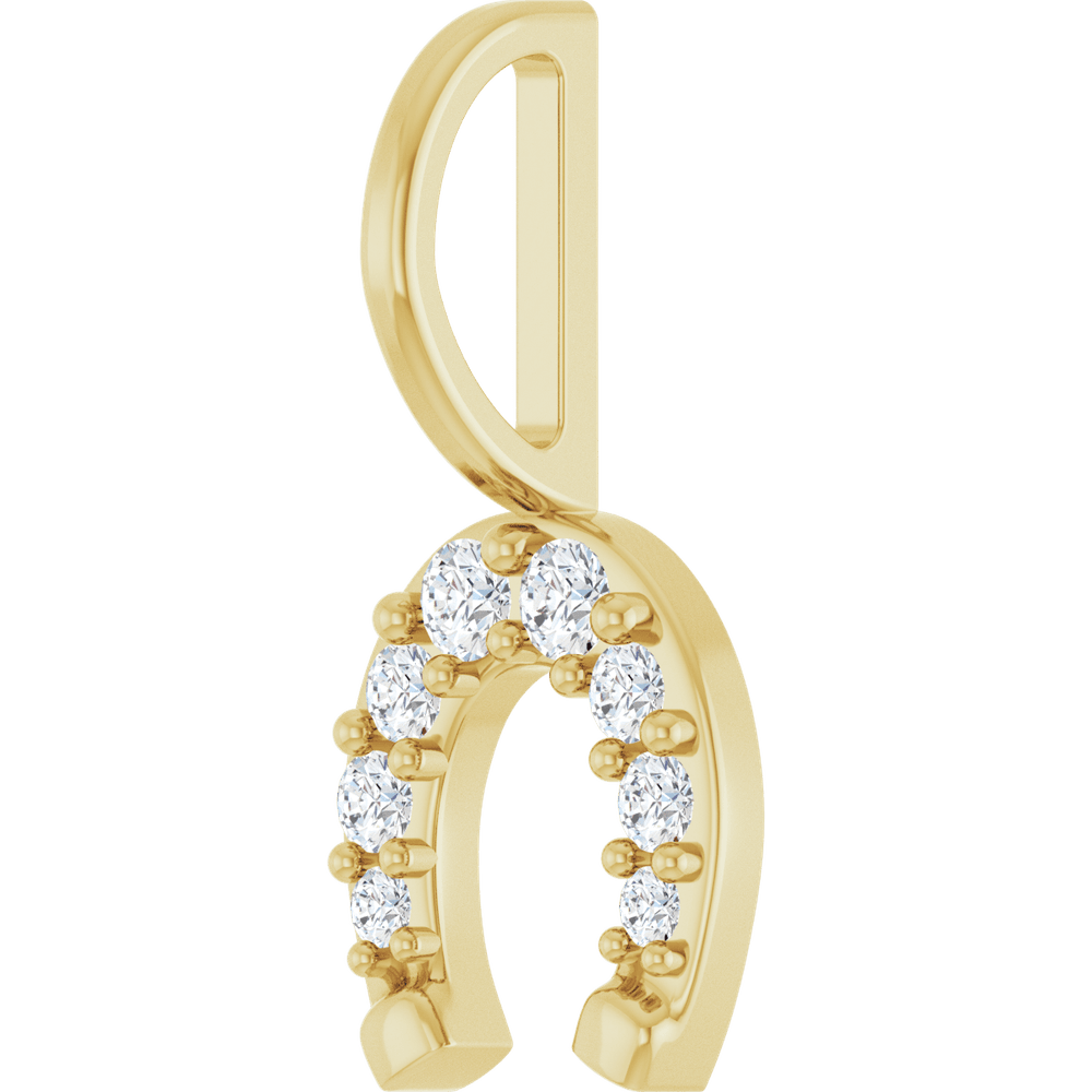 14K Yellow Gold 1/8 CTW Natural Diamond Horseshoe Pendant | GC
