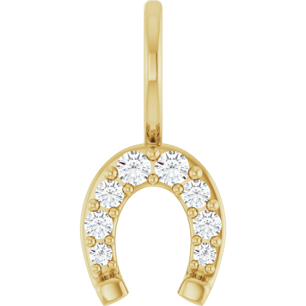 14K Yellow Gold 1/8 CTW Natural Diamond Horseshoe Pendant | GC