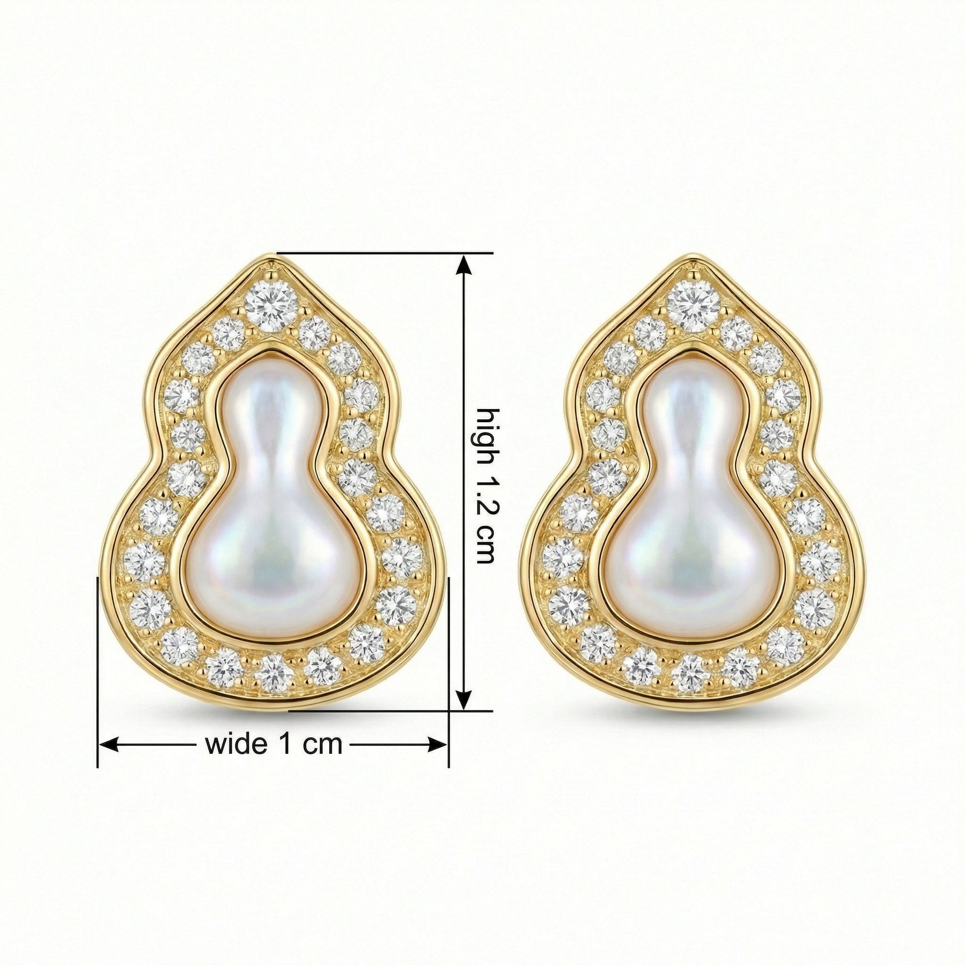 925 Sterling Silver Exquisite Mother-of-Pearl and CZ Gourd-Shaped Stud Earrings