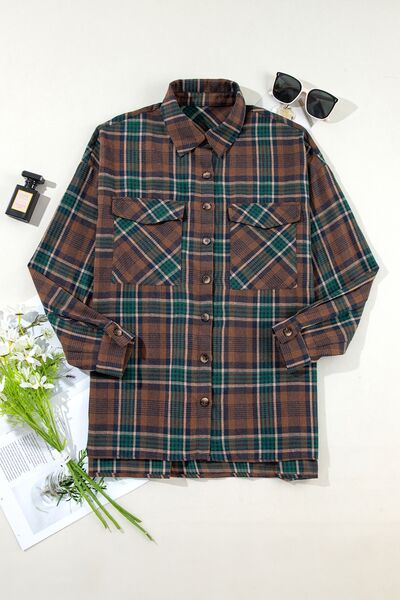 Women's Classic Plaid Button-Up Jacket - Lightweight Cotton