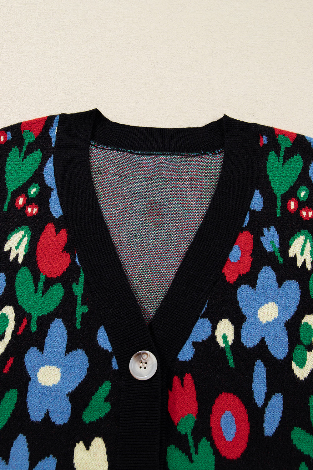 Zariah Floral Print V-Neck Short Cardigan Sweater Button Down