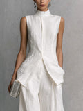 Women's Sleeveless High Neck Top and Wide Leg Pants Set - Image 6