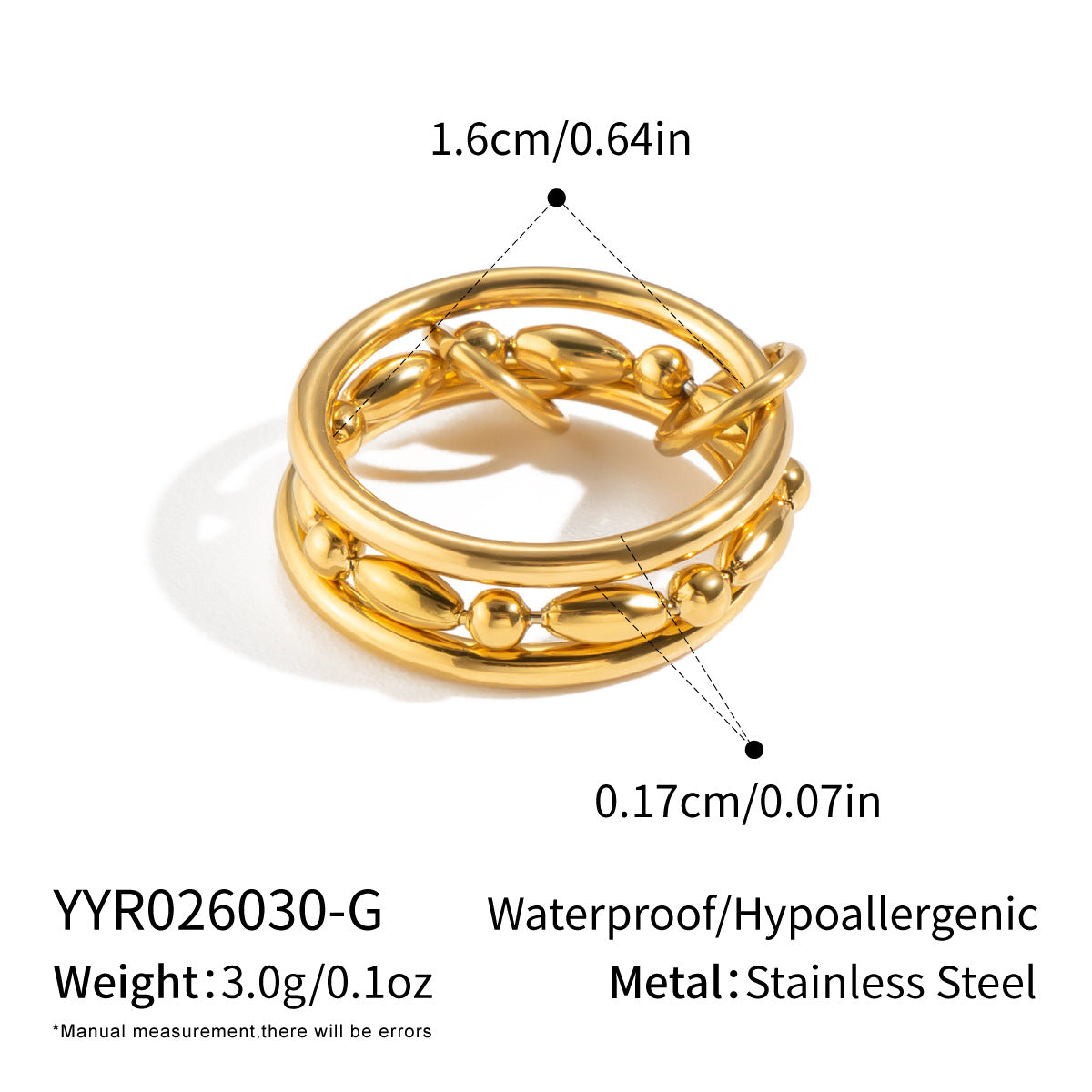 Womens Stainless Steel Multi-link Ring