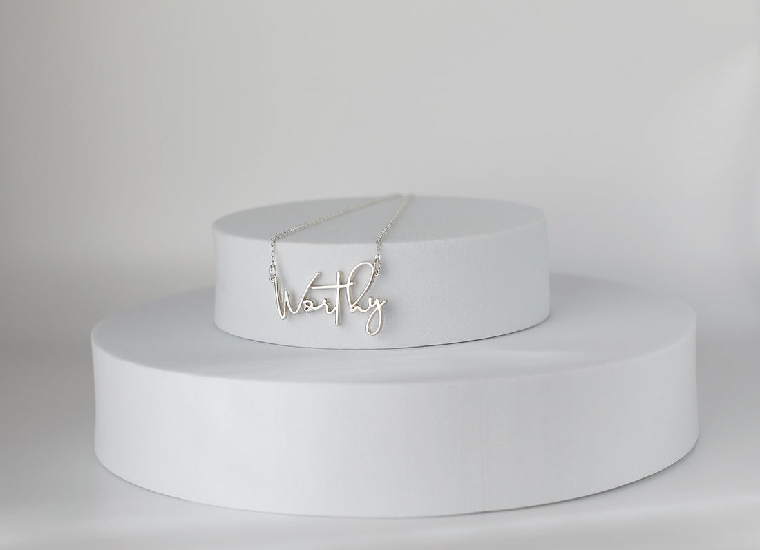 Worthy Script Lettering Necklace in Silver-tone Finish - Image 2