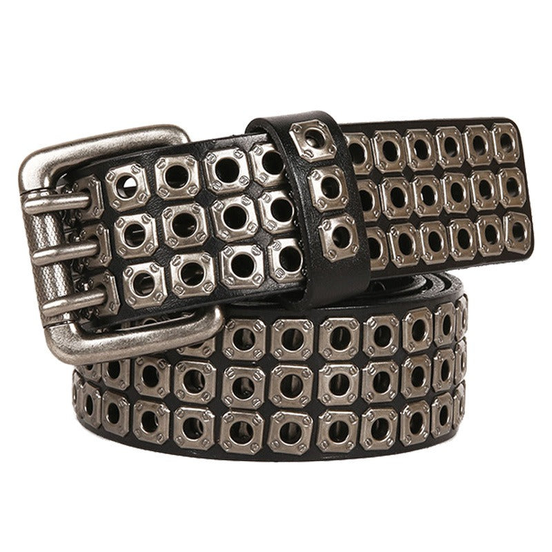 Women's Harajuku Punk Style Cowhide Rivet Belt - Adjustable - Image 7