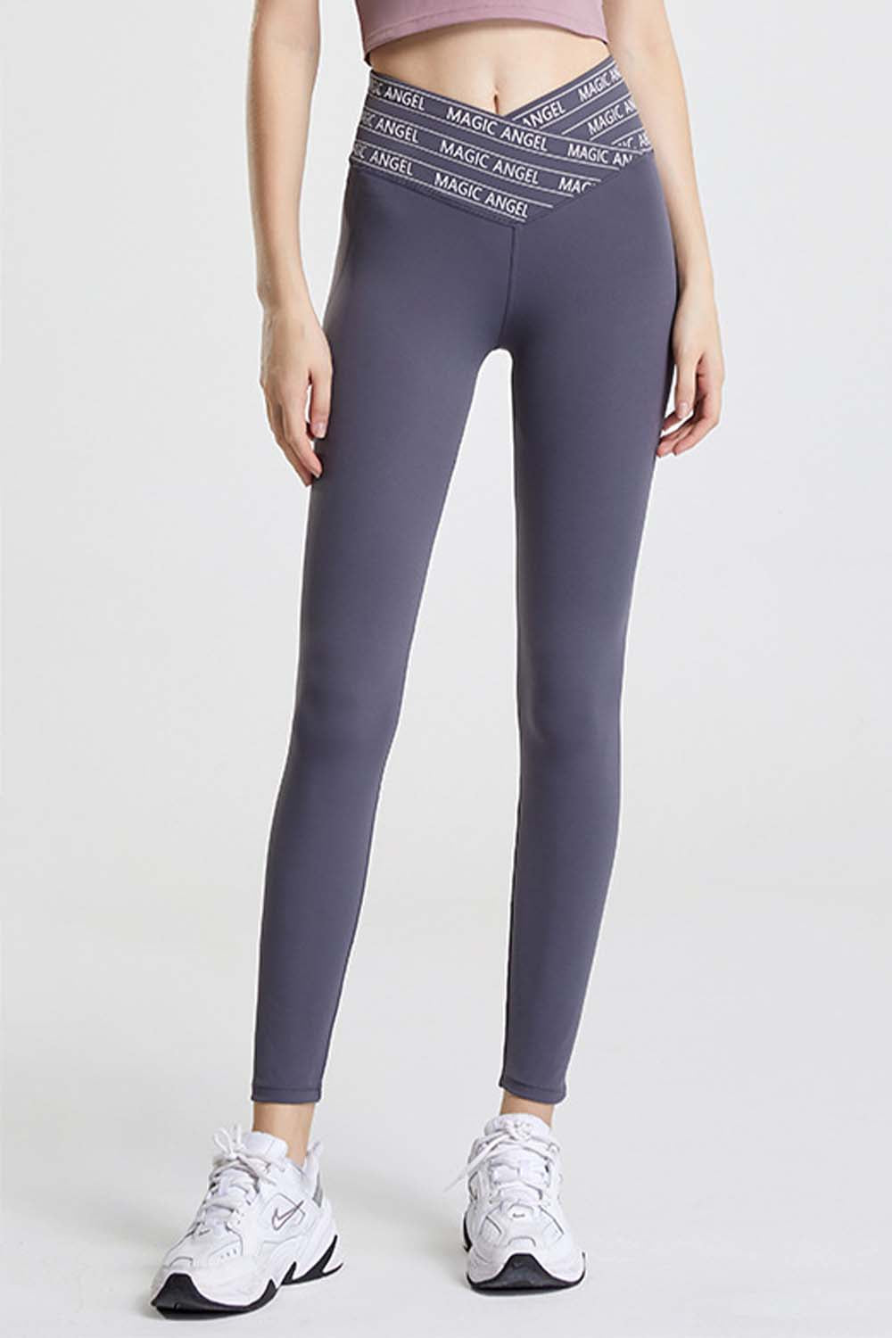 Black Slogan Print High Waist Sports Leggings for Activewear - Image 10