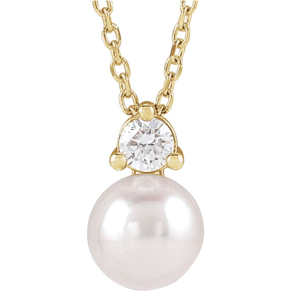 Aurélie 14K Gold Pearl & Diamond Necklace