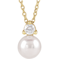 Aurélie 14K Gold Pearl & Diamond Necklace