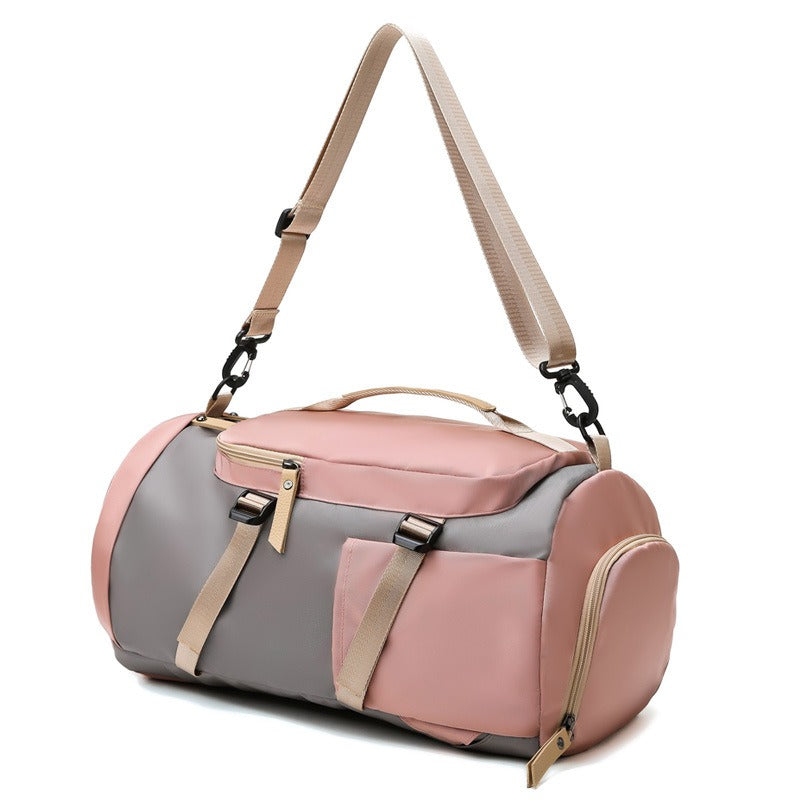 Women's Convertible Gym Duffel Backpack - Pink & Grey Travel Fitness Bag