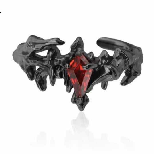 Red Diamond Dark-Style Dragon Claw Ring